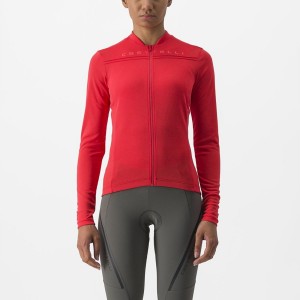 Castelli ANIMA 4 LONG SLEEVE Women Jersey Red | EP4762981