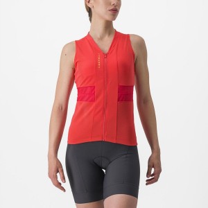 Castelli ANIMA 4 SLEEVELESS Women Jersey Orange | AM5728043