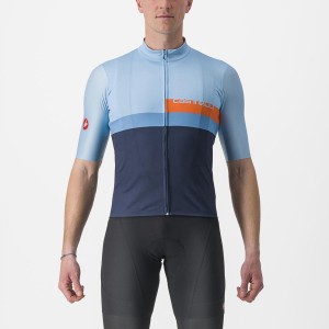 Castelli A BLOCCO Men Jersey Blue / Deep Red Orange | IP6782304