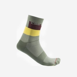 Castelli BLOCCO 15 Men Socks Green | CE3681594