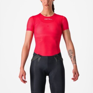 Castelli PRO MESH W SHORT SLEEVE Women Base Layer Red | XP9807643