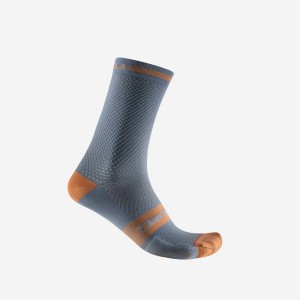 Castelli SUPERLEGGERA T 18 Men Socks Light Grey Blue / Brown | VZ6091784