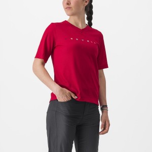 Castelli TRAIL TECH 2 W TEE Women Jersey Dark Red | DL3876125