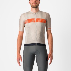 Castelli UNLIMITED ENDURANCE Men Jersey Silver / Orange Red | WI5246091