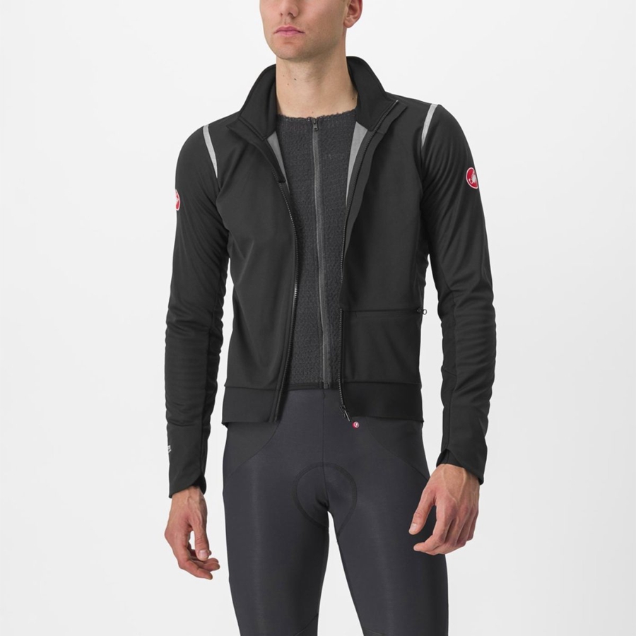 Castelli ALPHA DOPPIO ROS Men Jackets Black / Silver / Dark | ZG4675320