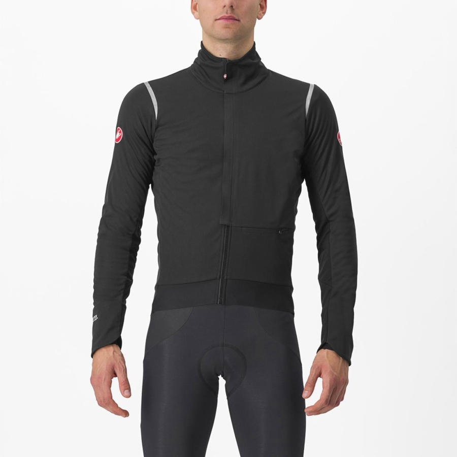 Castelli ALPHA DOPPIO ROS Men Jackets Black / Silver / Dark | ZG4675320