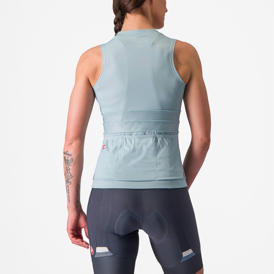 Castelli ANIMA 4 SLEEVELESS Women Jersey Blue / Dark Grey Blue | QG3096524