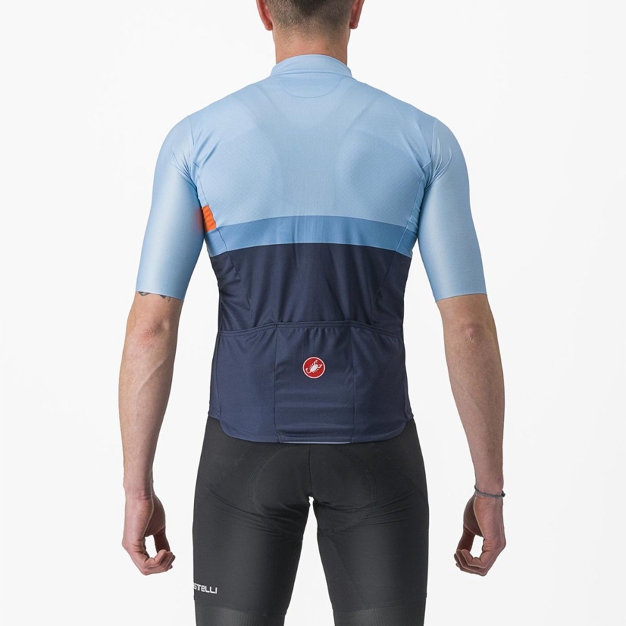 Castelli A BLOCCO Men Jersey Blue / Deep Red Orange | IP6782304