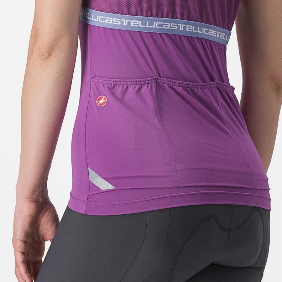 Castelli BAVETTE TOP Women Jersey Purple White | IR3475028