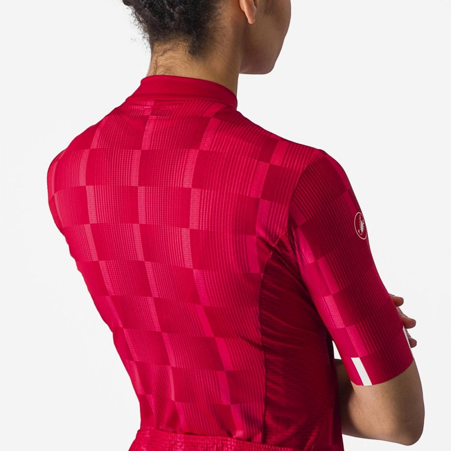 Castelli DIMENSIONE Women Jersey Red / White | QM5780496