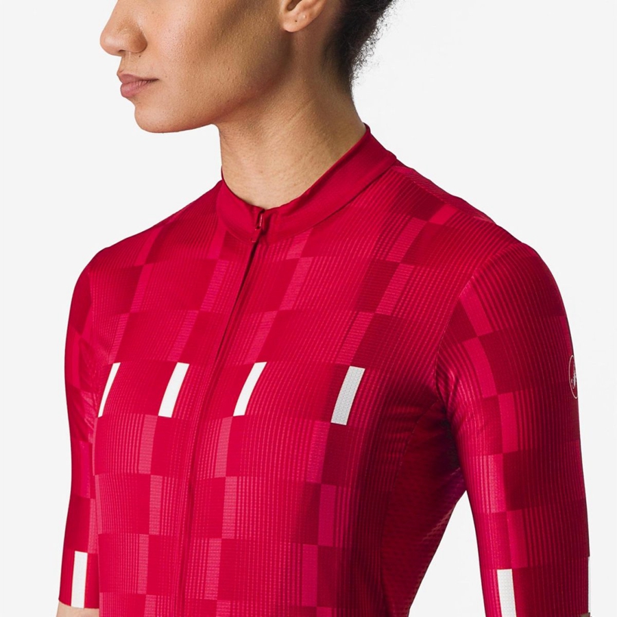 Castelli DIMENSIONE Women Jersey Red / White | QM5780496