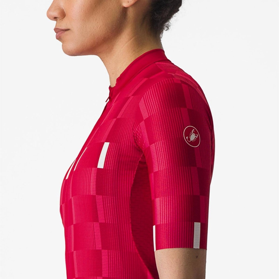 Castelli DIMENSIONE Women Jersey Red / White | QM5780496