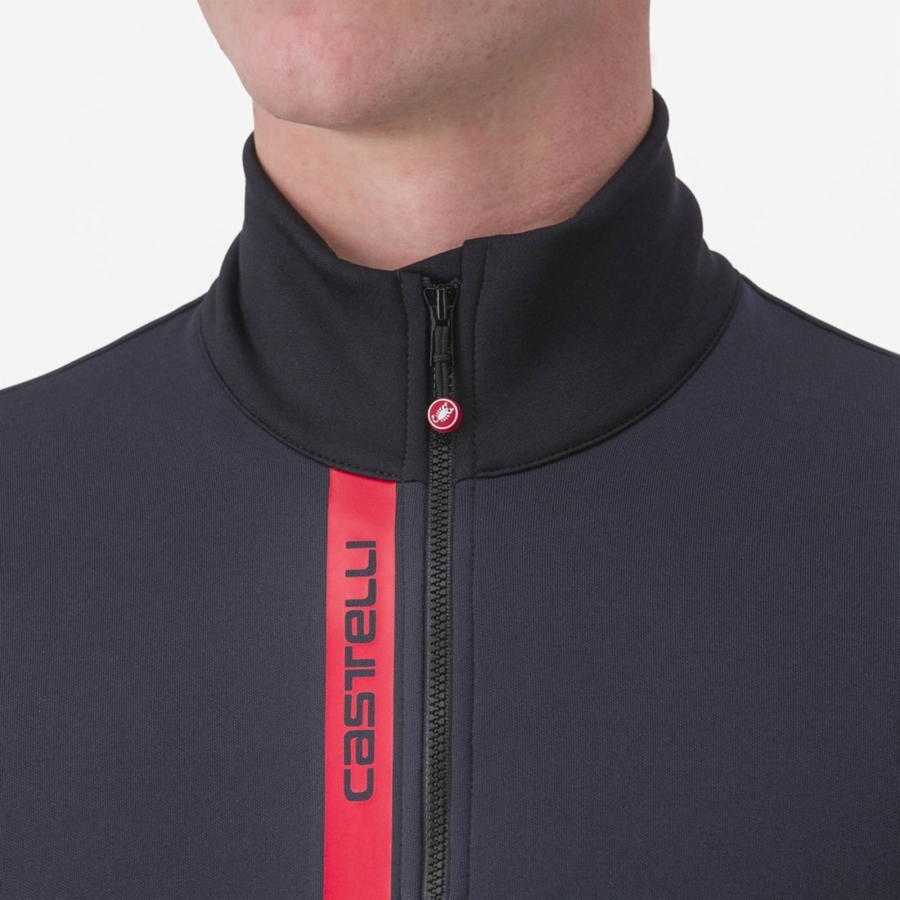 Castelli ENTRATA THERMAL Men Jersey Black / Red | FV2569734