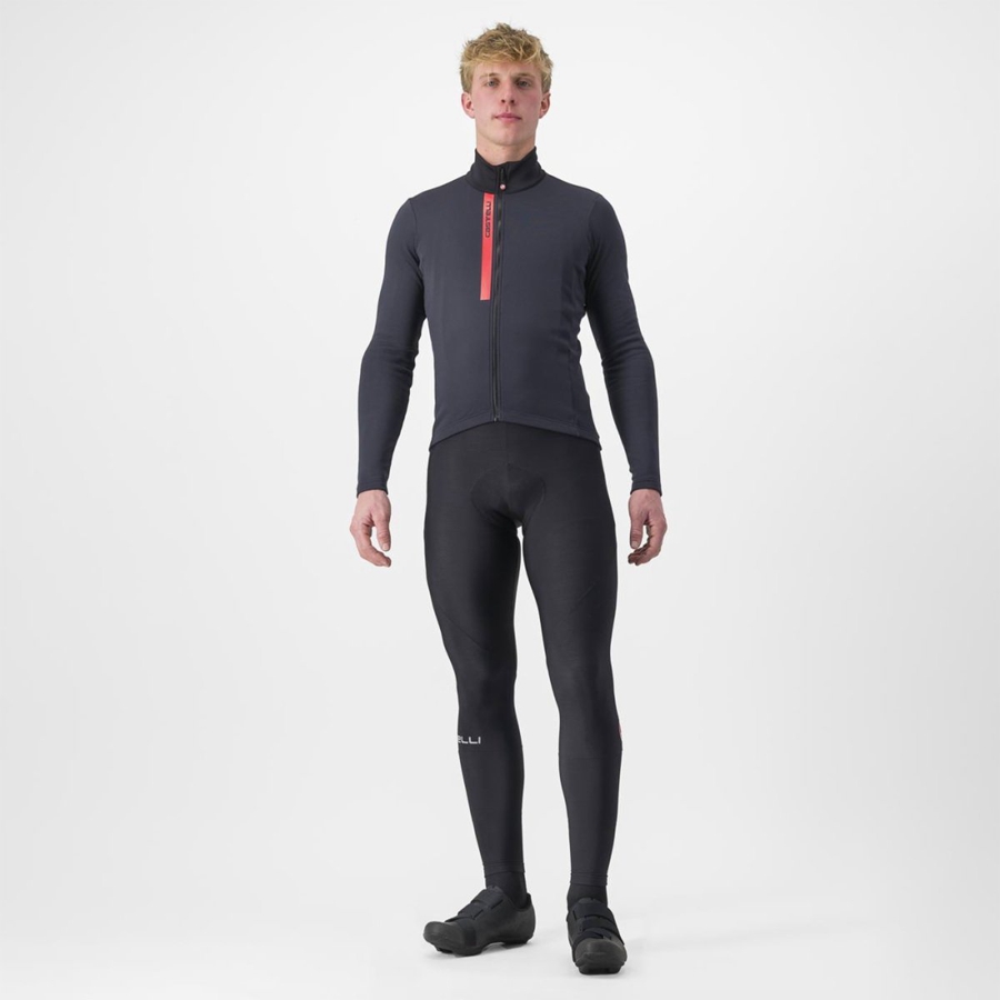 Castelli ENTRATA THERMAL Men Jersey Black / Red | FV2569734