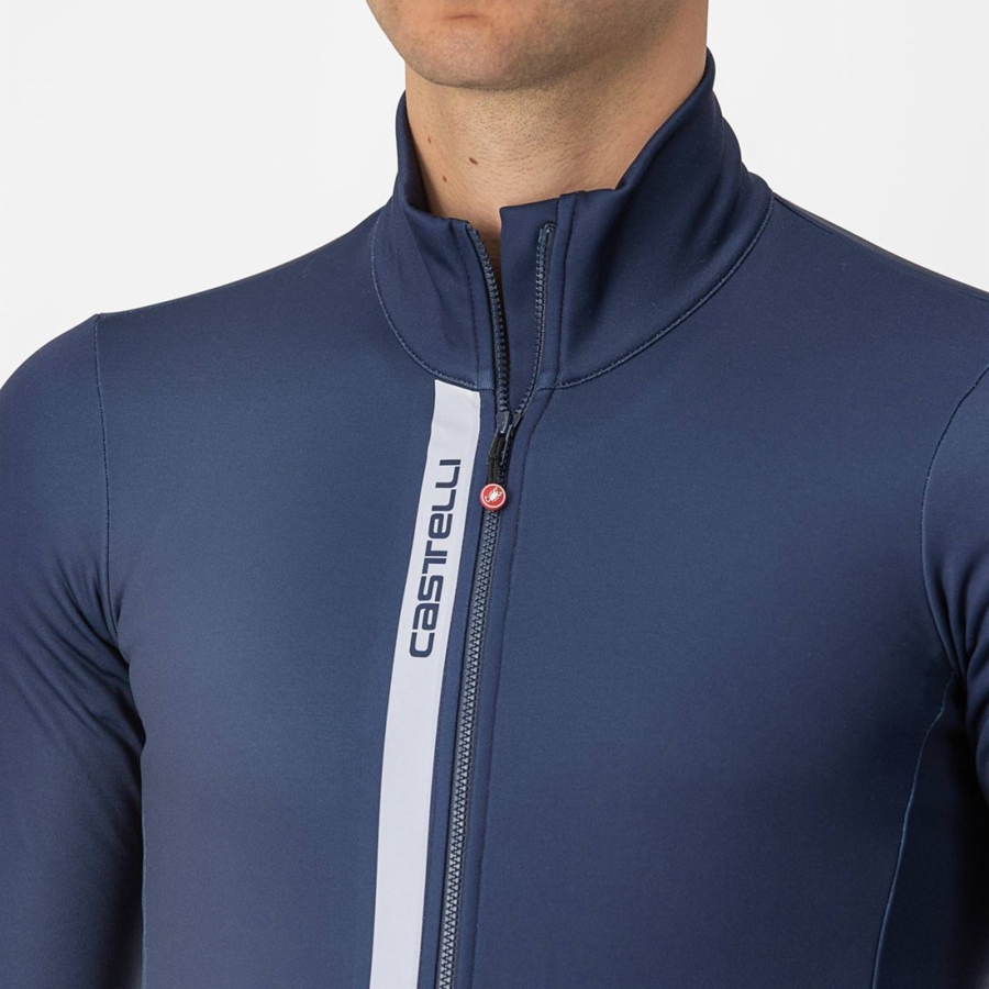 Castelli ENTRATA THERMAL Men Jersey Blue / Silver Grey | IT3612780