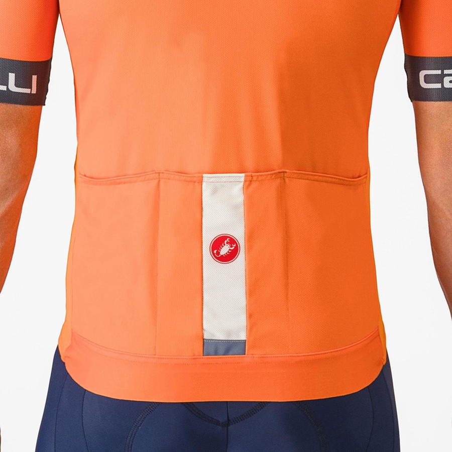 Castelli ENTRATA VI Men Jersey Orange / Dark Grey | VJ1480375