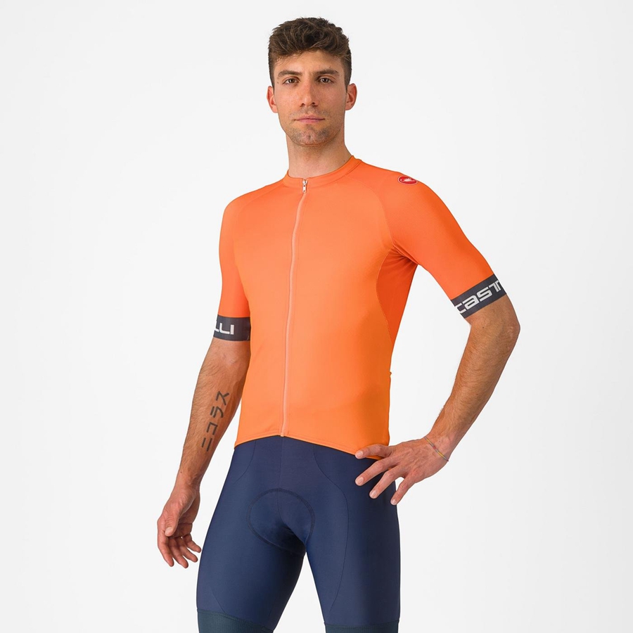 Castelli ENTRATA VI Men Jersey Orange / Dark Grey | VJ1480375