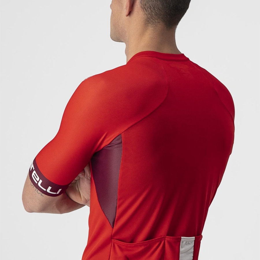 Castelli ENTRATA VI Men Jersey Red / Burgundy / White | KU0987362