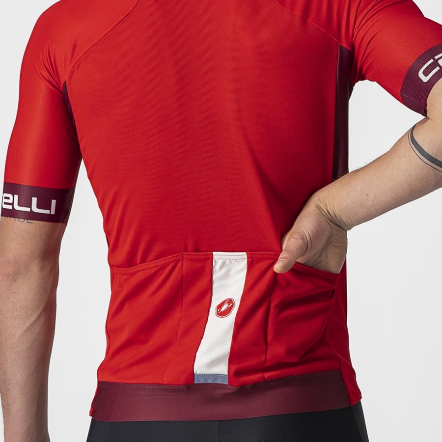 Castelli ENTRATA VI Men Jersey Red / Burgundy / White | KU0987362