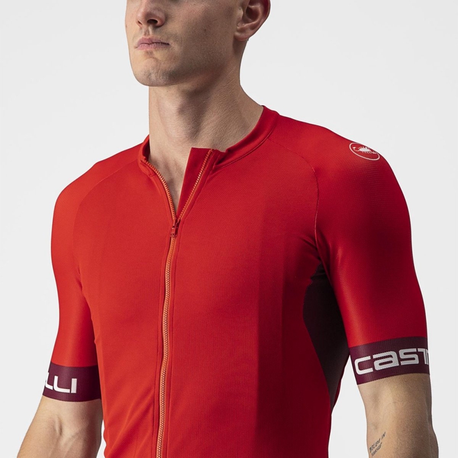 Castelli ENTRATA VI Men Jersey Red / Burgundy / White | KU0987362