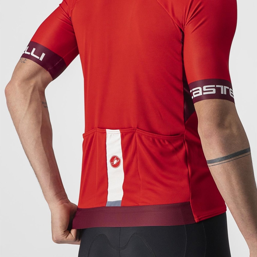 Castelli ENTRATA VI Men Jersey Red / Burgundy / White | KU0987362