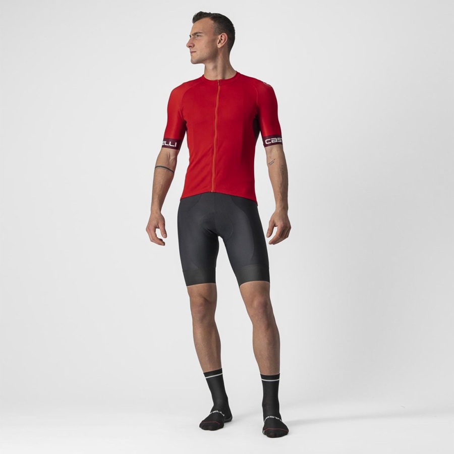 Castelli ENTRATA VI Men Jersey Red / Burgundy / White | KU0987362