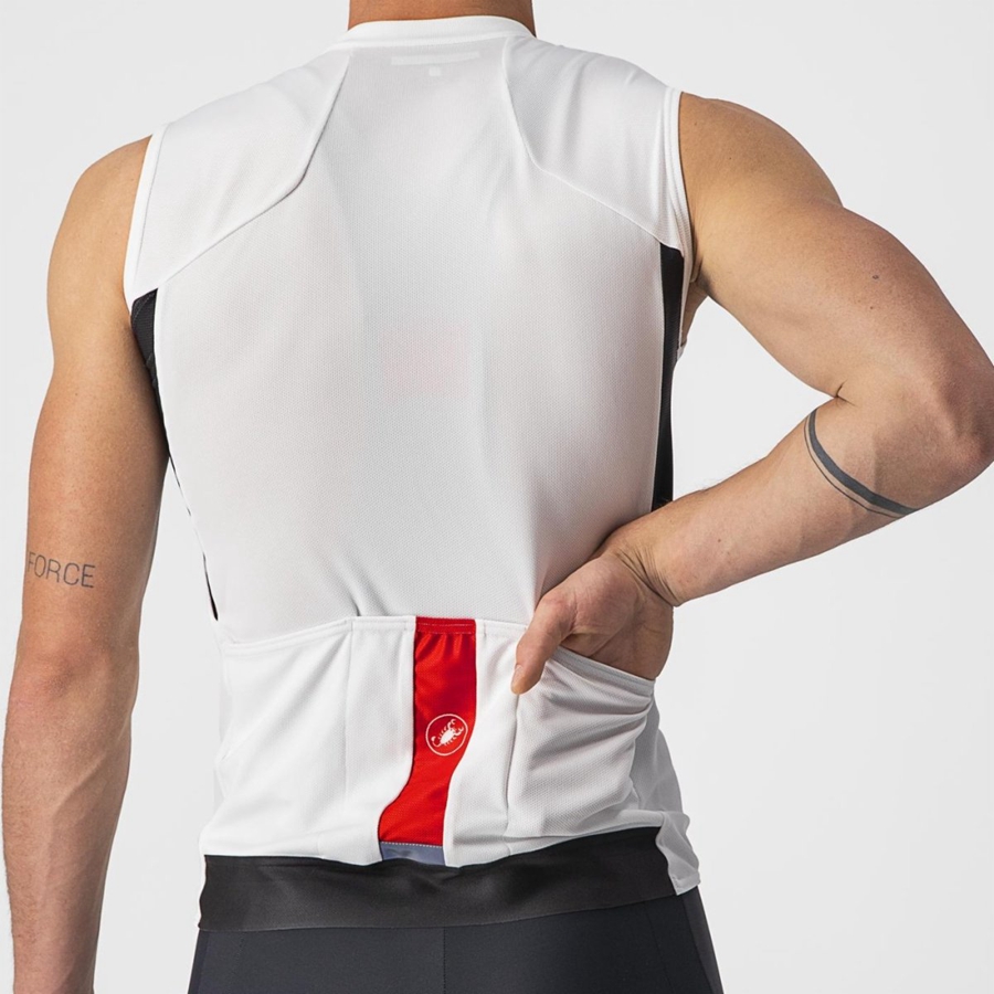 Castelli ENTRATA VI SLEEVELESS Men Jersey White / Black / Red | CS5720349