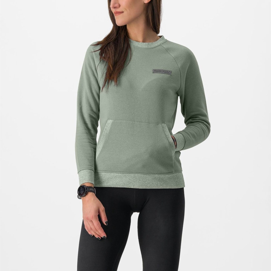 Castelli LOGO W SWEATSHIRT Women Casual Green | ZO7819542