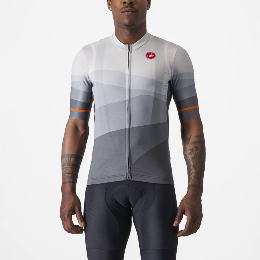 Castelli ORIZZONTE Men Jersey Dark Grey / Silver Grey | HL4125069