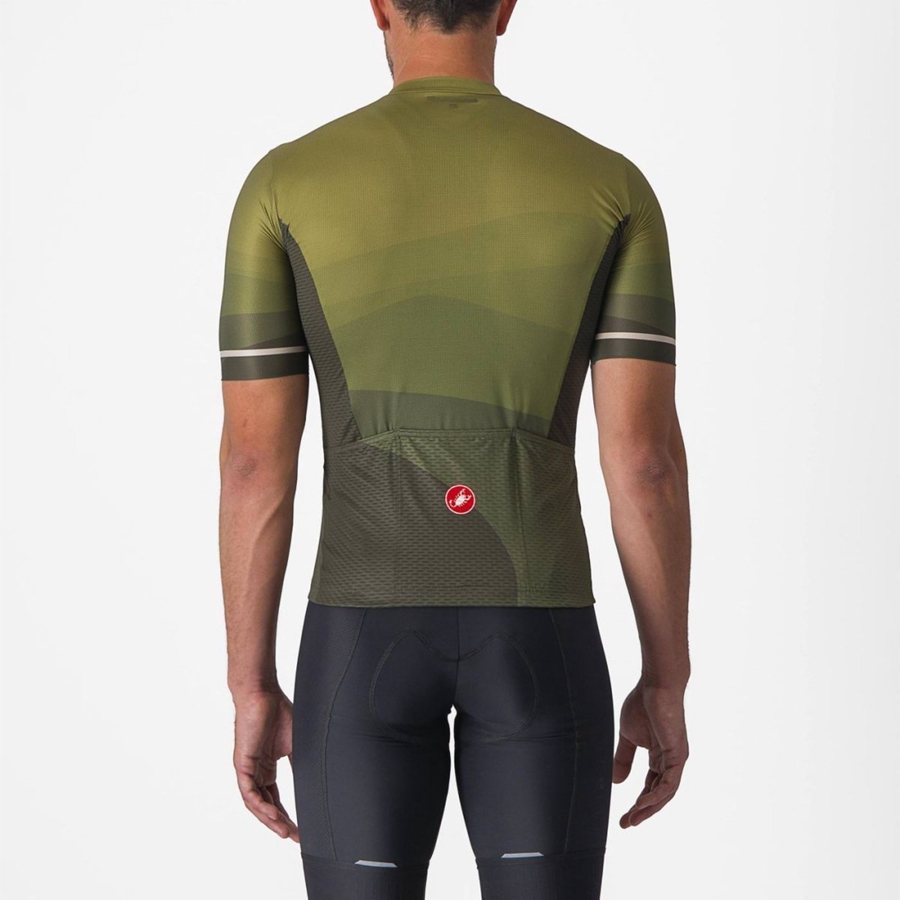 Castelli ORIZZONTE Men Jersey Deep Green / Olive / Silver | LY7360512