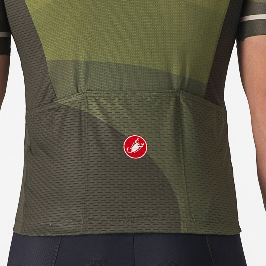 Castelli ORIZZONTE Men Jersey Deep Green / Olive / Silver | LY7360512