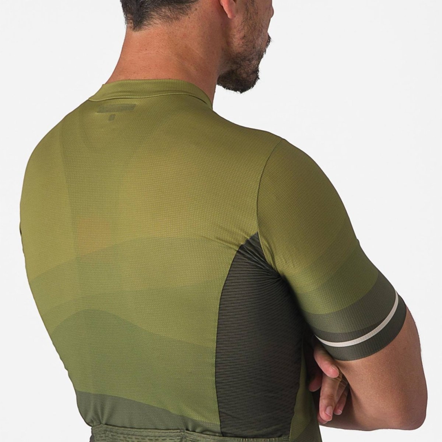 Castelli ORIZZONTE Men Jersey Deep Green / Olive / Silver | LY7360512