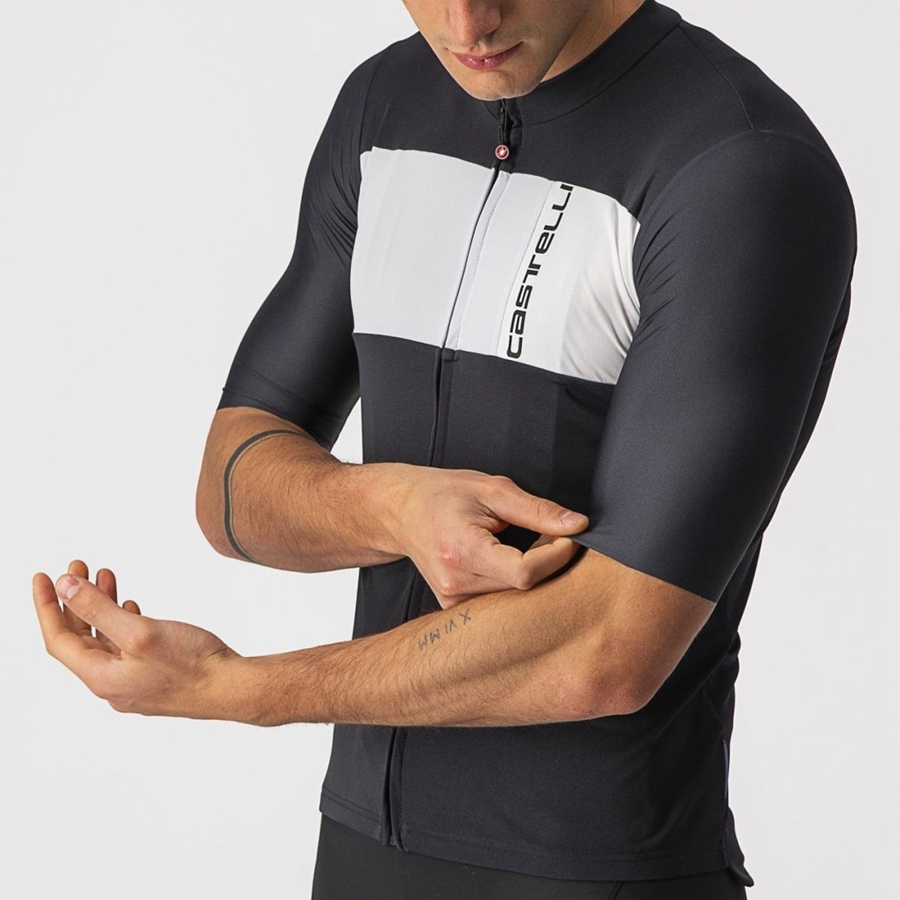 Castelli PROLOGO 7 Men Jersey Black / Silver Grey / White | GC3984012