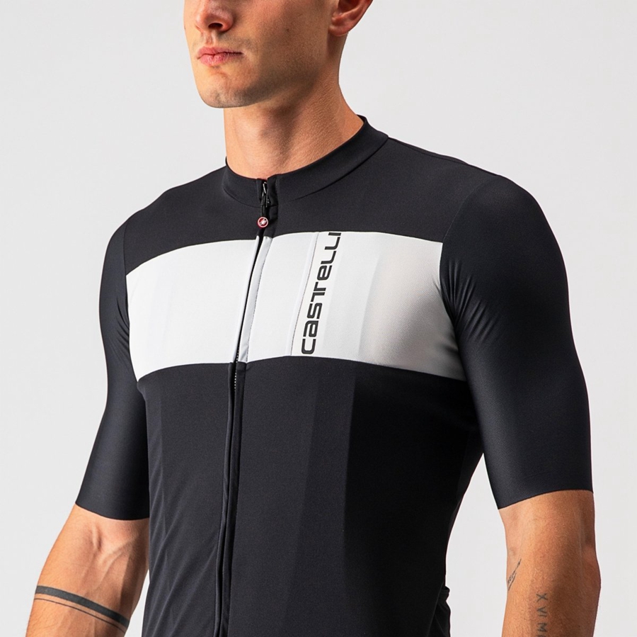 Castelli PROLOGO 7 Men Jersey Black / Silver Grey / White | GC3984012