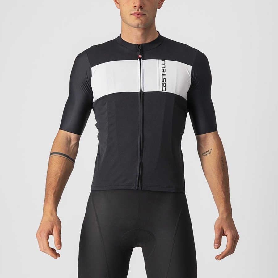 Castelli PROLOGO 7 Men Jersey Black / Silver Grey / White | GC3984012