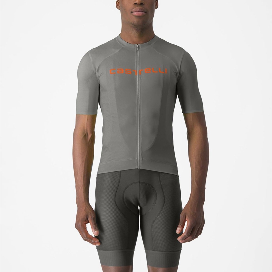 Castelli PROLOGO LITE Men Jersey Grey / Orange | UY7398465