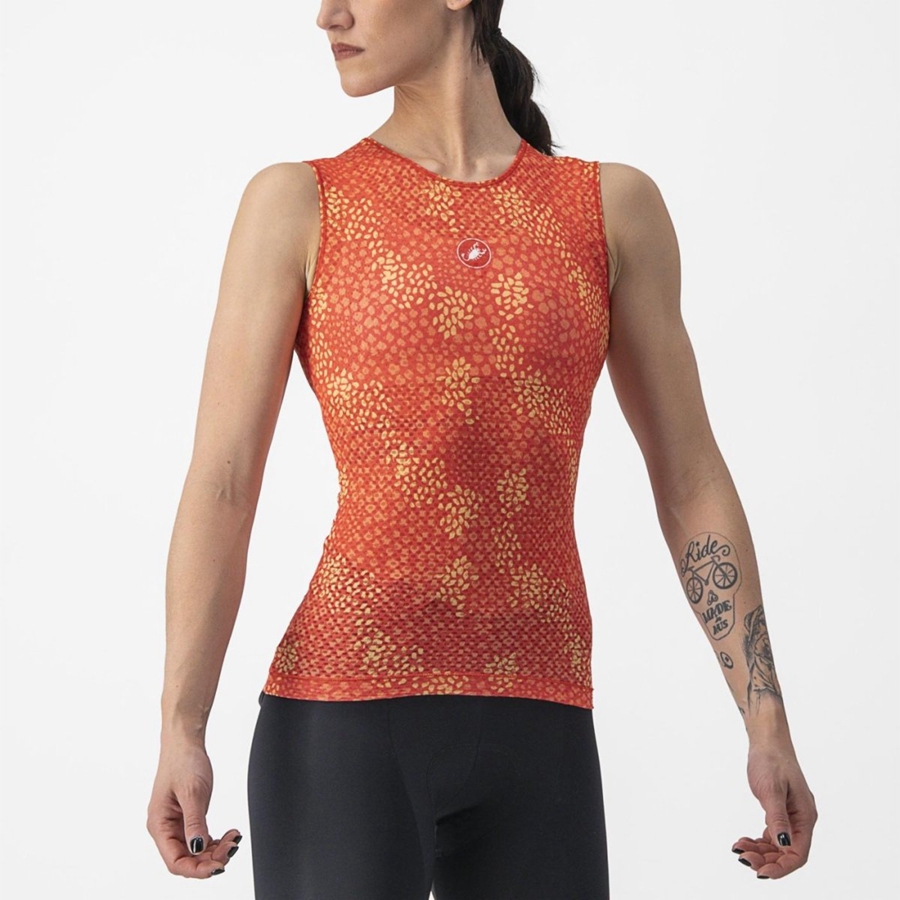 Castelli PRO MESH 4 W SLEEVELESS Women Base Layer Orange | SL9416280