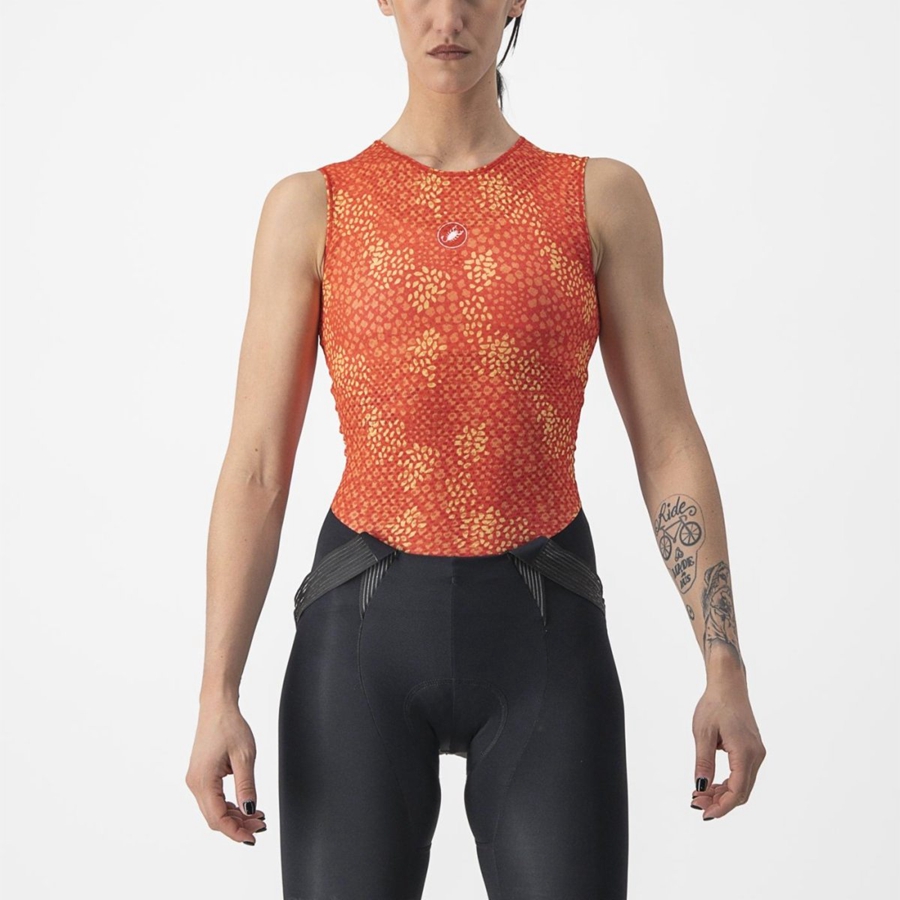 Castelli PRO MESH 4 W SLEEVELESS Women Base Layer Orange | SL9416280