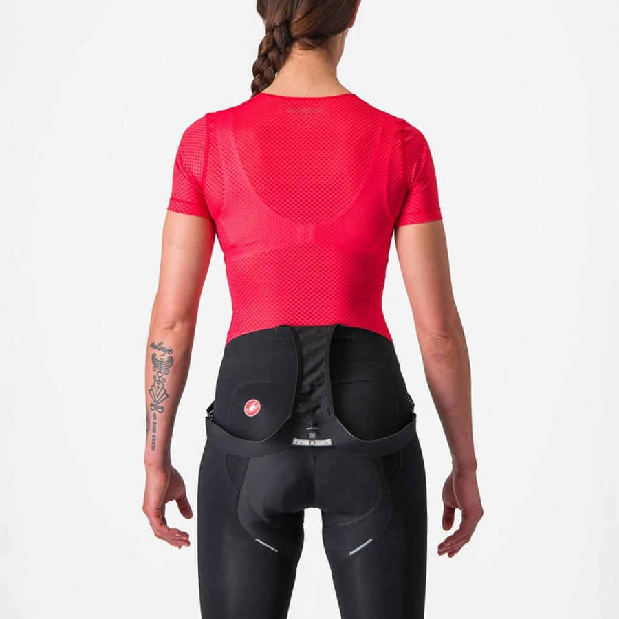 Castelli PRO MESH W SHORT SLEEVE Women Base Layer Red | XP9807643