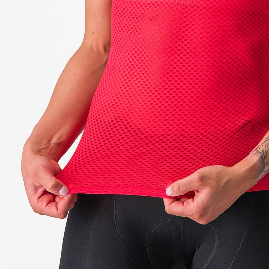 Castelli PRO MESH W SHORT SLEEVE Women Base Layer Red | XP9807643