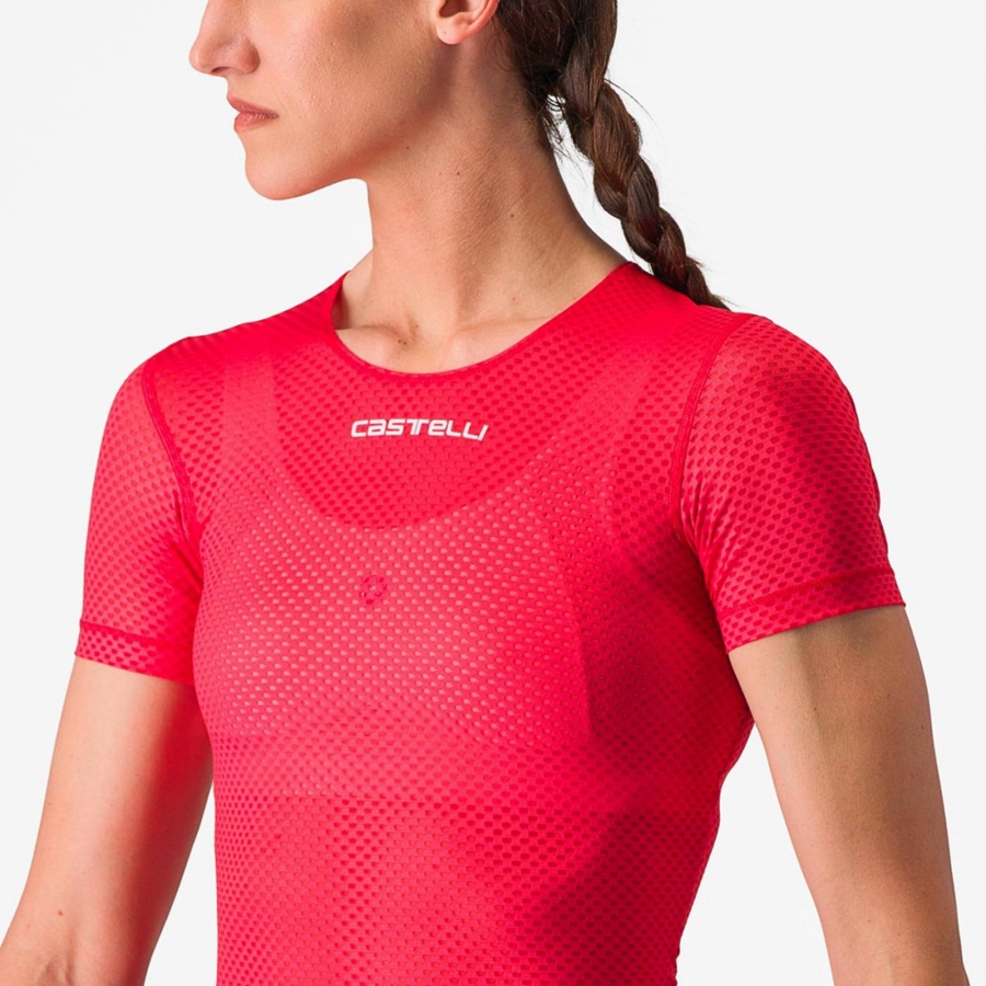 Castelli PRO MESH W SHORT SLEEVE Women Base Layer Red | XP9807643