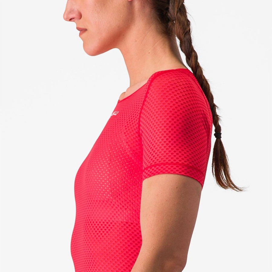 Castelli PRO MESH W SHORT SLEEVE Women Base Layer Red | XP9807643