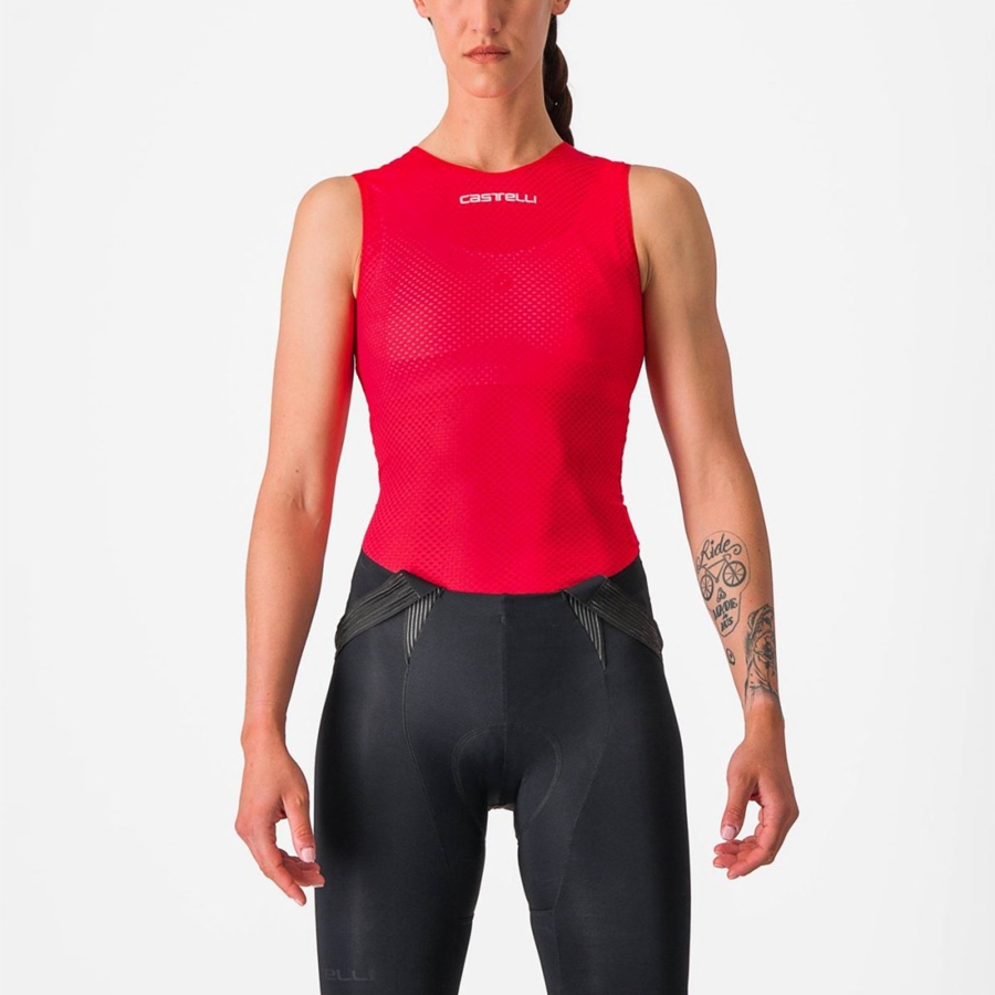 Castelli PRO MESH W SLEEVELESS Women Base Layer Red | XQ5360417