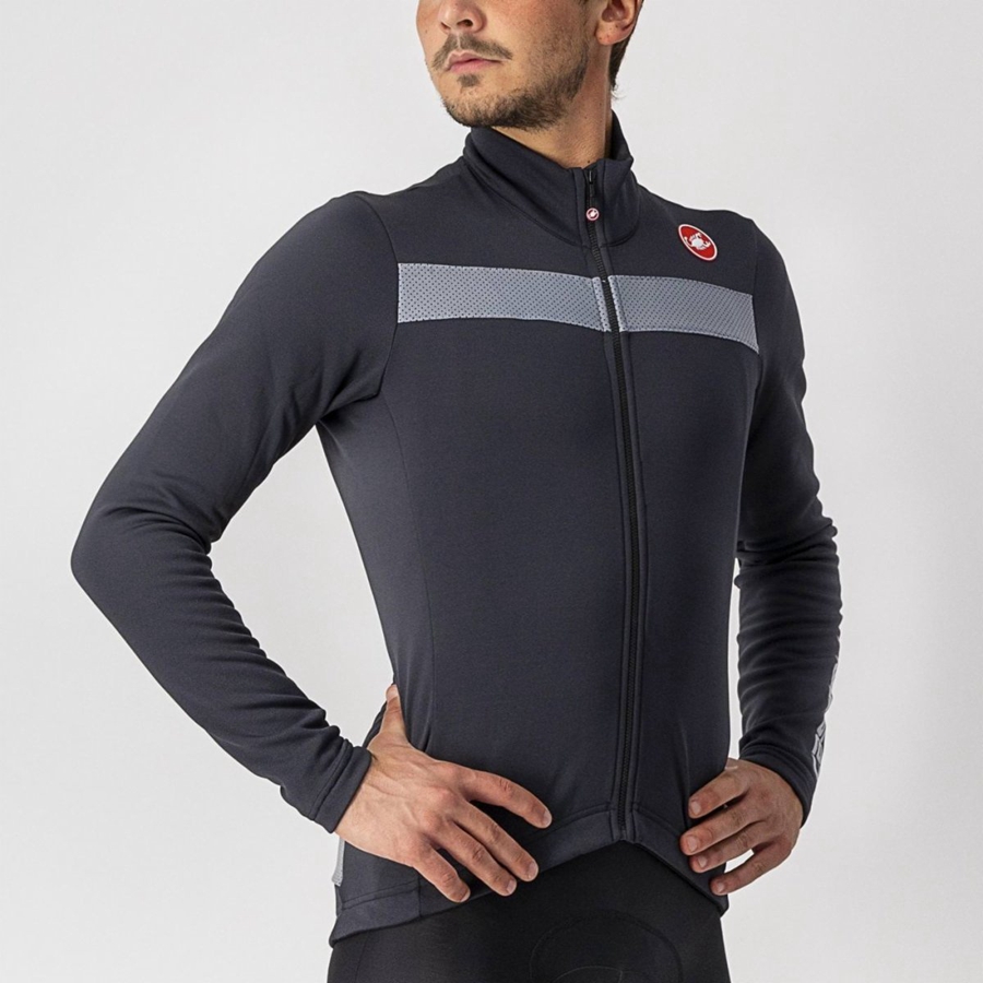 Castelli PURO 3 FZ Men Jersey Black / Silver | RL0541637