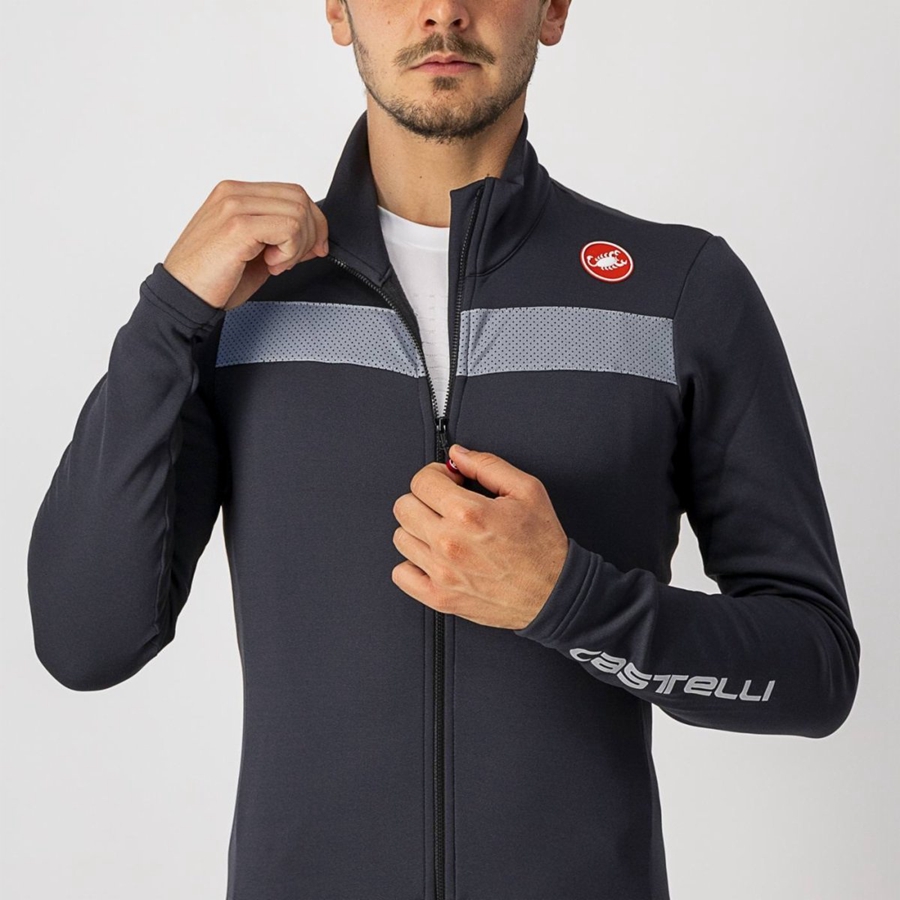 Castelli PURO 3 FZ Men Jersey Black / Silver | RL0541637