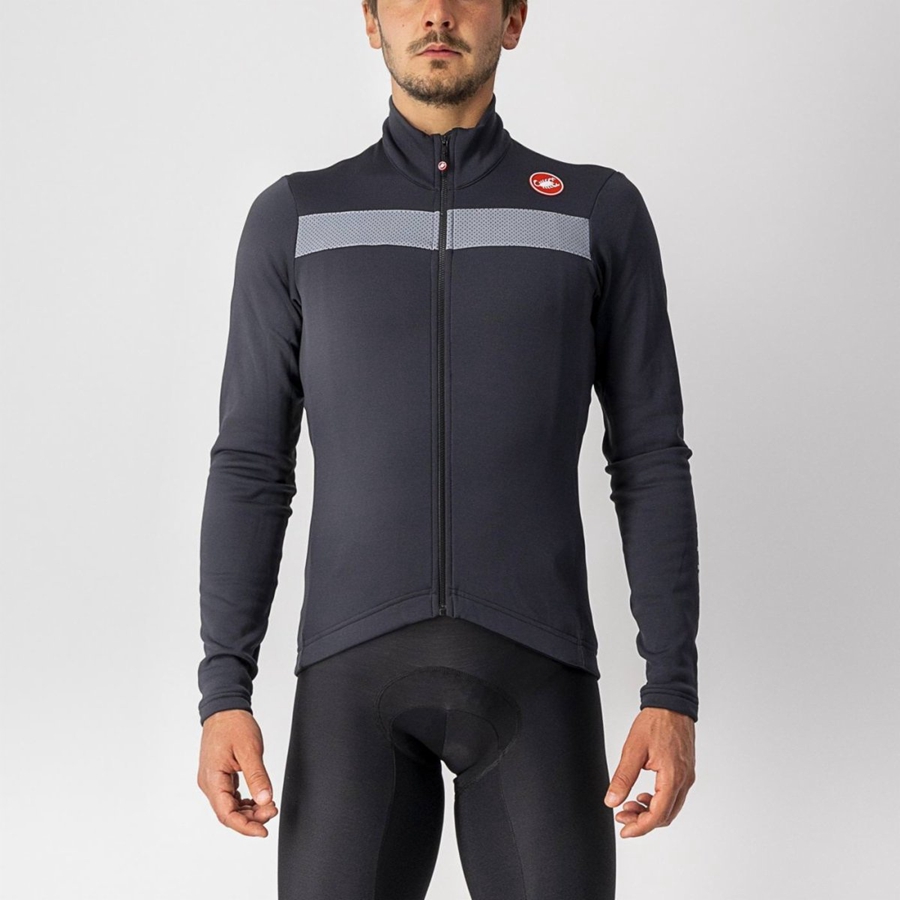 Castelli PURO 3 FZ Men Jersey Black / Silver | RL0541637