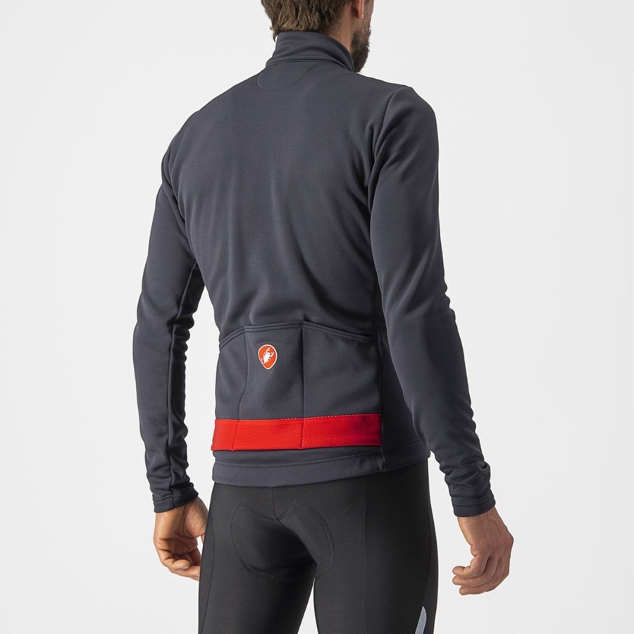 Castelli PURO 3 FZ Men Jersey Dark Grey / Red | XM9782016