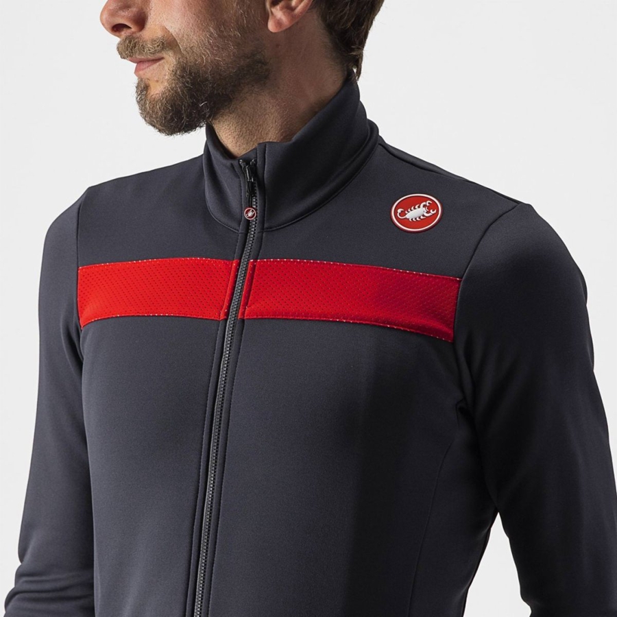 Castelli PURO 3 FZ Men Jersey Dark Grey / Red | XM9782016