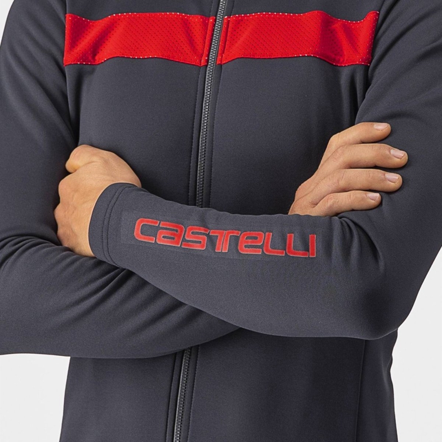 Castelli PURO 3 FZ Men Jersey Dark Grey / Red | XM9782016