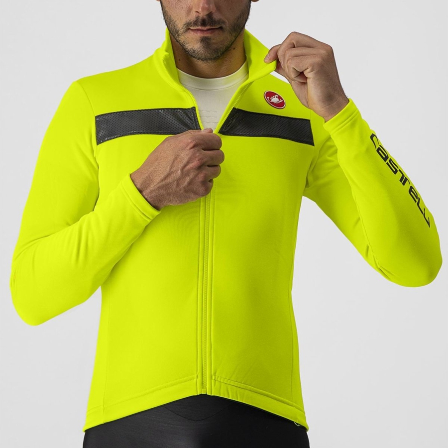 Castelli PURO 3 FZ Men Jersey Light Green / Silver | YH7521308